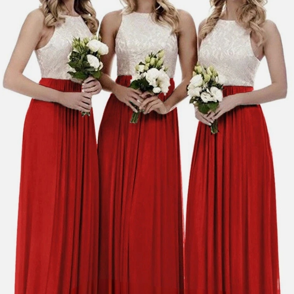 New Bridal Bridesmaid Party Wedding Dress Women's Size 16 -Red